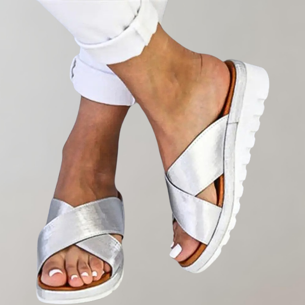 Women's Cross-Strap Platform Sandals – Slip-On Open-Toe Summer Shoes