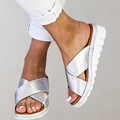 Women's Cross-Strap Platform Sandals – Slip-On Open-Toe Summer Shoes