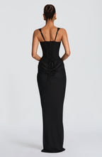 Black Corset Maxi Dress – Elegant Strapless Evening Gown | Meave & Ivy