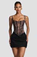 Black Lace Corset Mini Dress – Elegant Statement Dress | Meave & Ivy