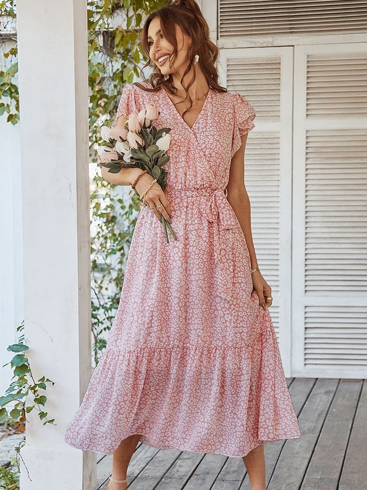Pink Floral Country Dress – Women's Romantic Summer Wedding Guest & Garden Party Dress | Meave & Ivy