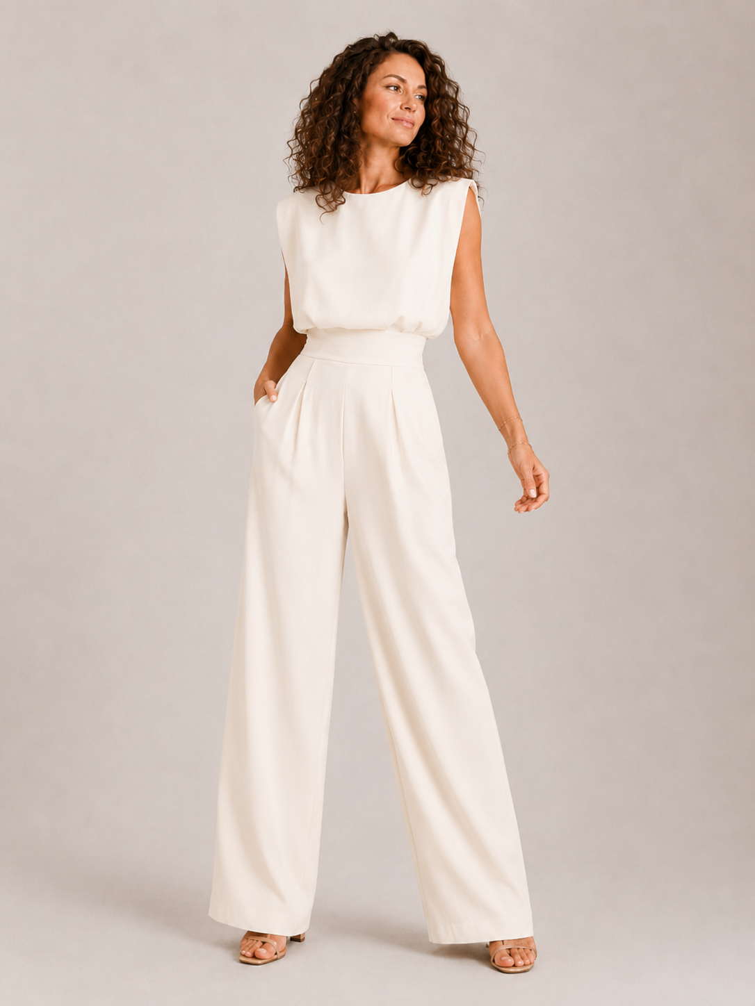 Mint Green Sleeveless Wide Leg Jumpsuit – Women's Elegant Occasion Jumpsuit