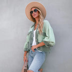 Cropped Jacket with Frayed Hem – Fitted Casual Jacket
