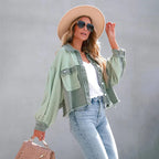 Cropped Jacket with Frayed Hem – Fitted Casual Jacket