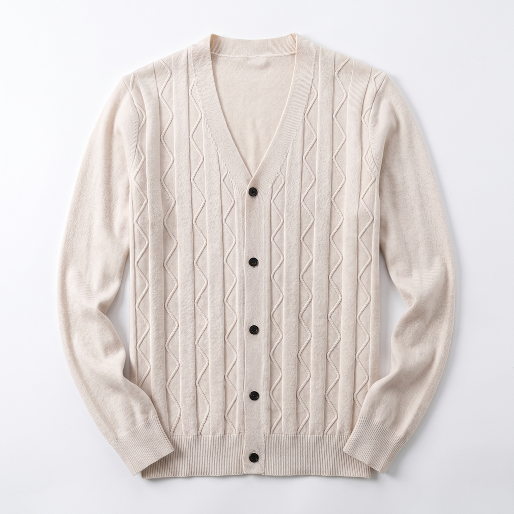 Cable Knit Button-Front Cardigan with Patch Pockets