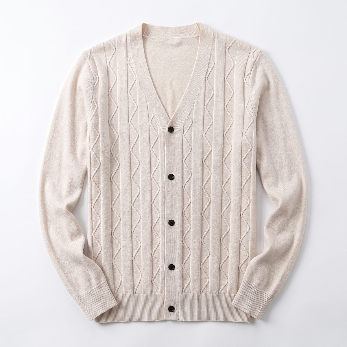 Cable Knit Button-Front Cardigan with Patch Pockets