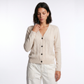 Cable Knit Button-Front Cardigan with Patch Pockets