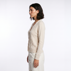 Cable Knit Button-Front Cardigan with Patch Pockets