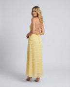 Pleated Halter Maxi Dress