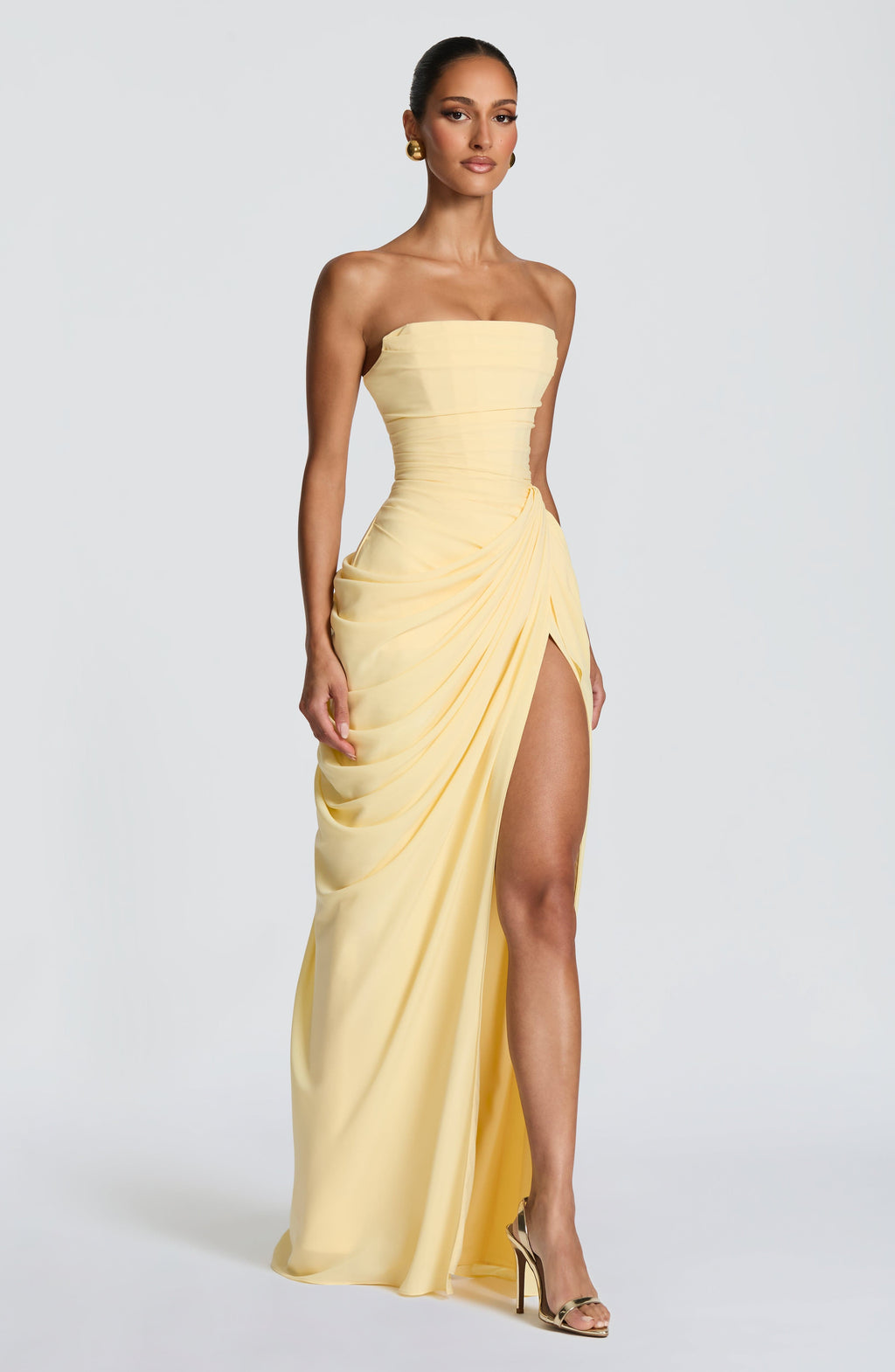 Lemon Yellow Column Maxi Dress – Elegant Summer Occasion Dress | Meave & Ivy