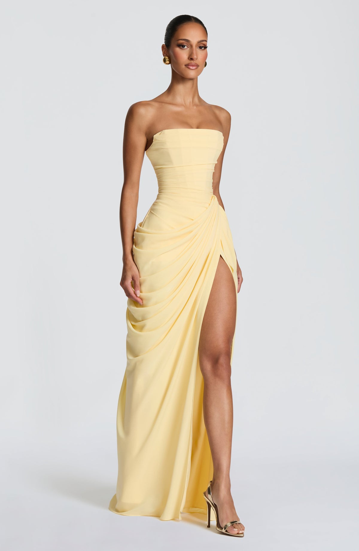 Lemon Yellow Column Maxi Dress – Elegant Summer Occasion Dress | Meave & Ivy