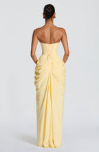 Lemon Yellow Column Maxi Dress – Elegant Summer Occasion Dress | Meave & Ivy
