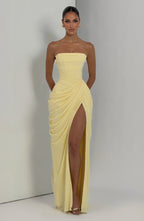 Lemon Yellow Column Maxi Dress – Elegant Summer Occasion Dress | Meave & Ivy