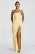 Lemon Yellow Column Maxi Dress – Elegant Summer Occasion Dress | Meave & Ivy
