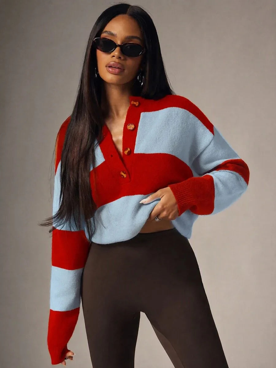 Women's Oversized Sweater with Buttons