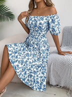 Square Neck Floral Dress with Frill Hem and High Waist | Meave & Ivy