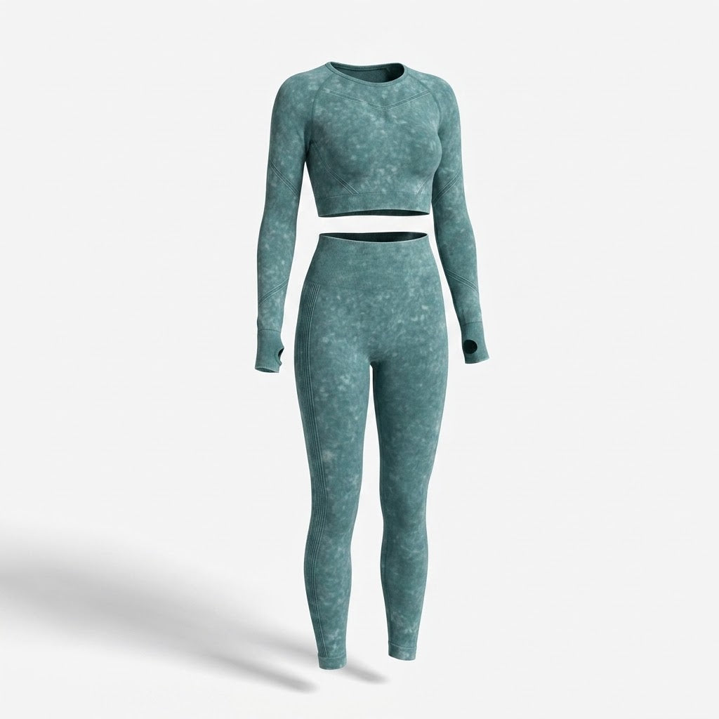Women's Seamless Long-Sleeve Crop Top and Leggings Set