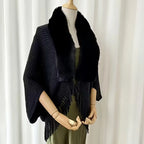 Knitted Winter Scarf with Faux Fur Trim