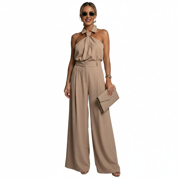 Halterneck Wide-Leg Jumpsuit - Elegant Evening All-in-One | Meave & Ivy