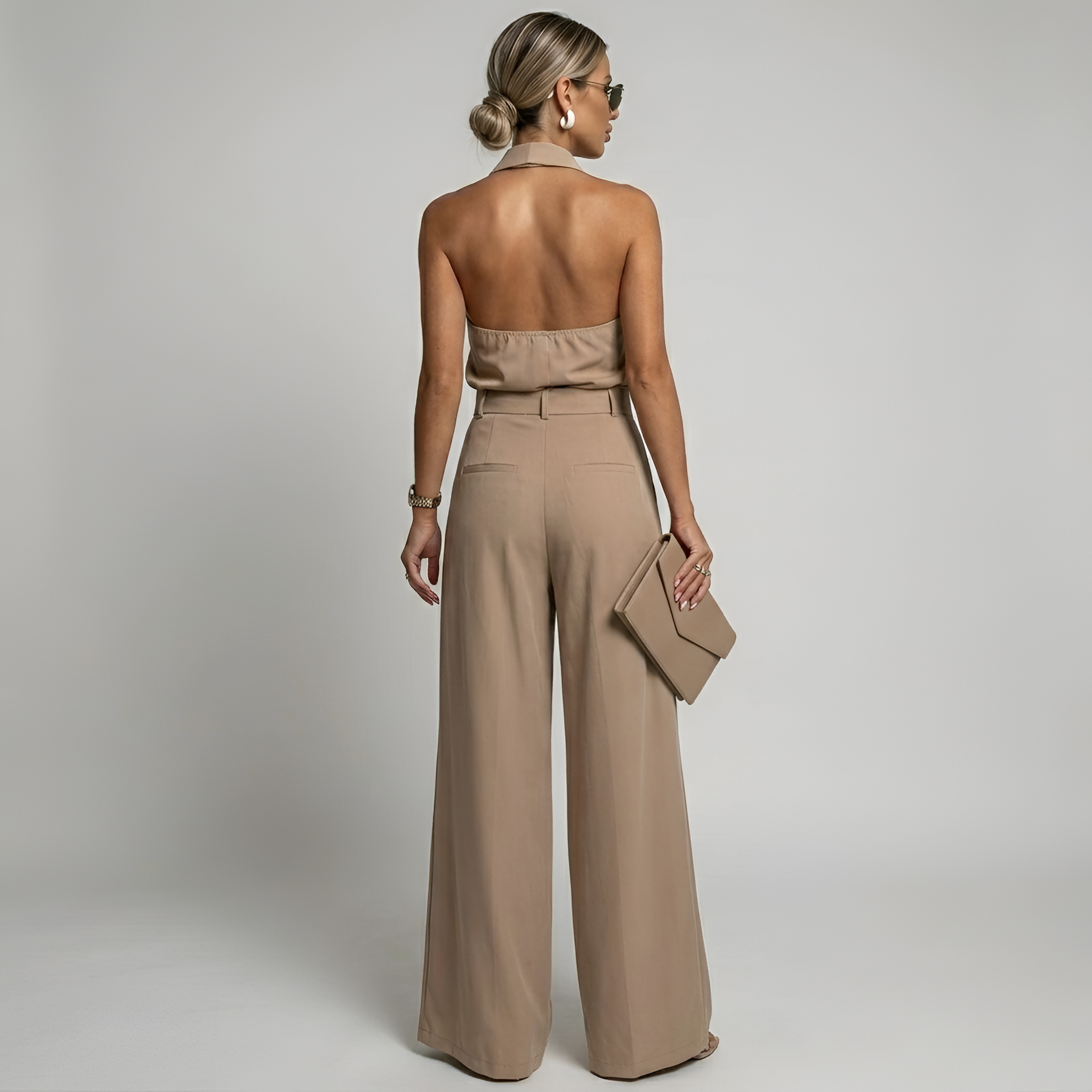 Halterneck Wide-Leg Jumpsuit - Elegant Evening All-in-One | Meave & Ivy