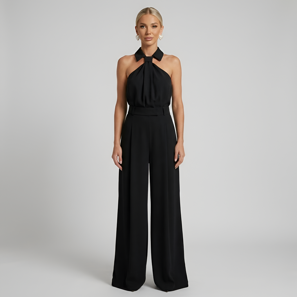 Halterneck Wide-Leg Jumpsuit - Elegant Evening All-in-One | Meave & Ivy