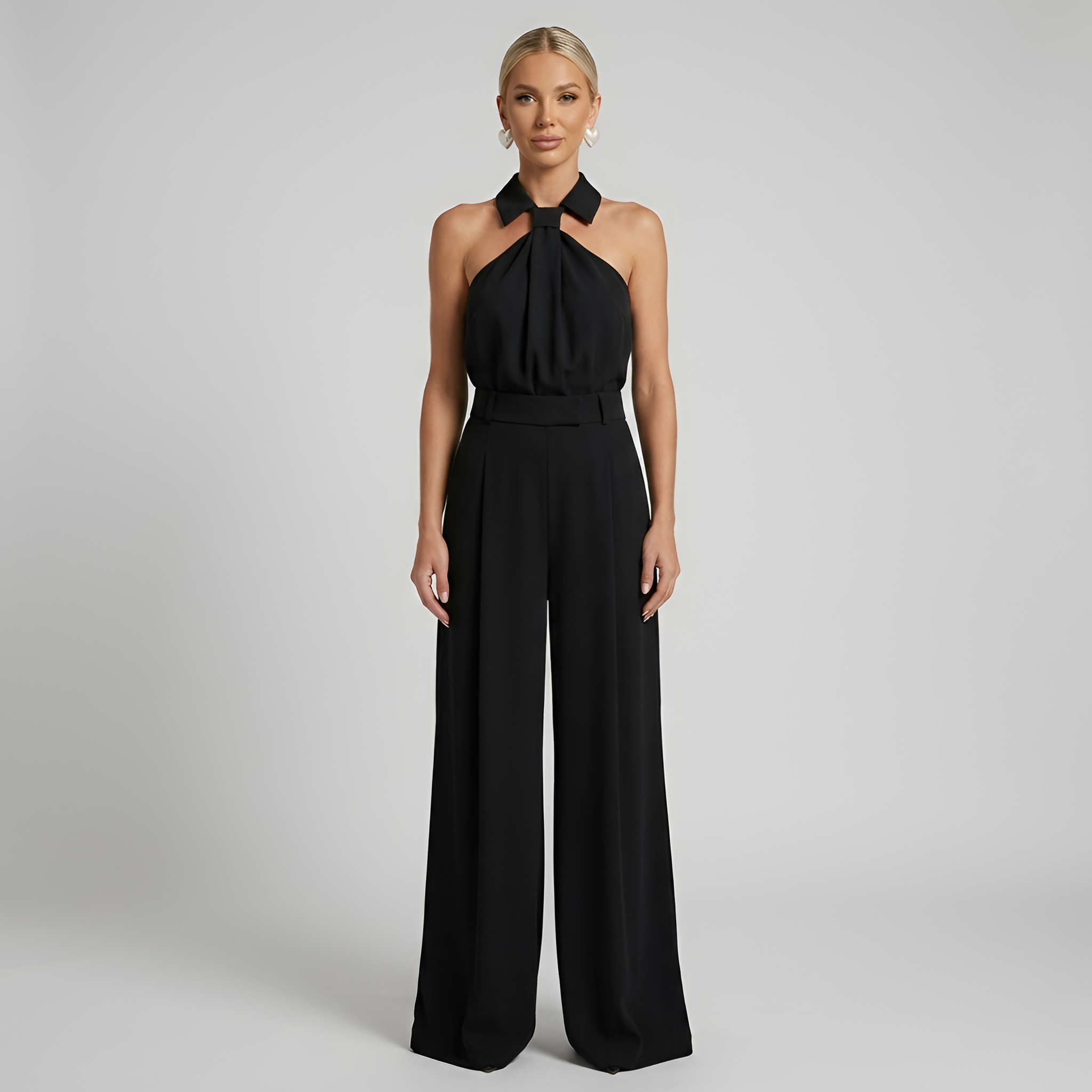 Halterneck Wide-Leg Jumpsuit - Elegant Evening All-in-One | Meave & Ivy