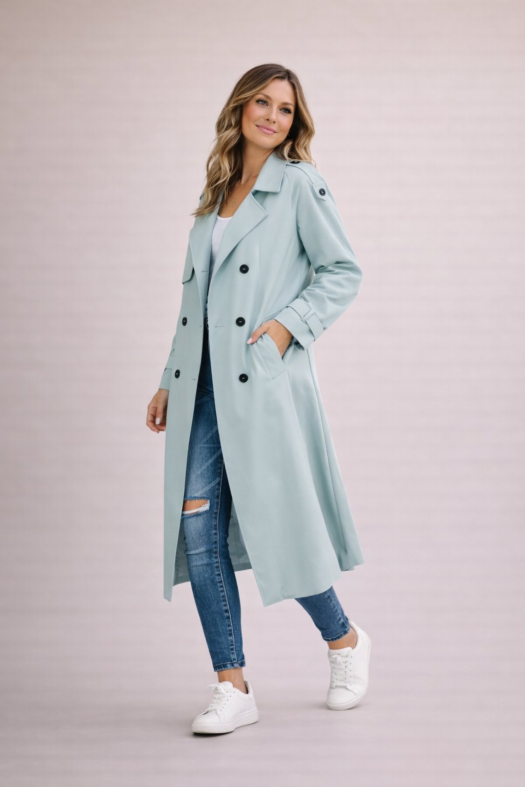 Double Breasted Trench Coat with Belt in 6 Colours