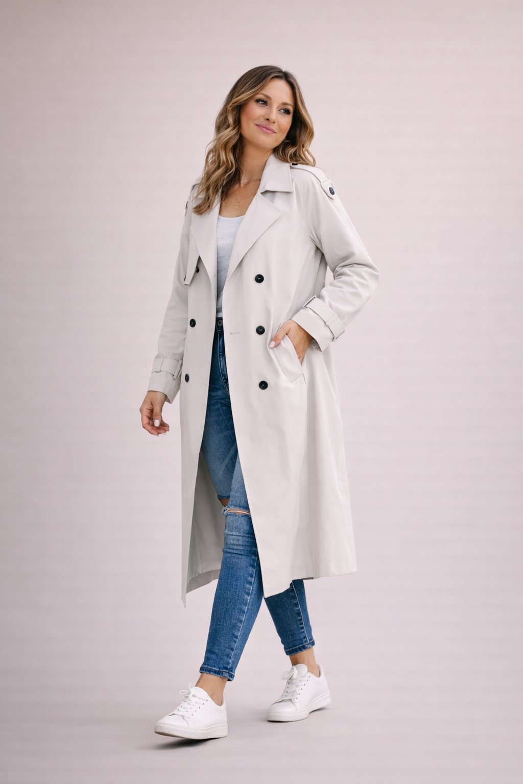 Double Breasted Trench Coat with Belt in 6 Colours