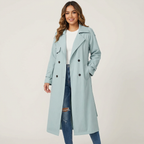 Long Classic Trench Coat with Button Placket