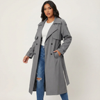 Long Classic Trench Coat with Button Placket