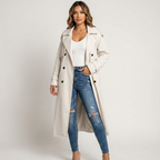 Long Classic Trench Coat with Button Placket