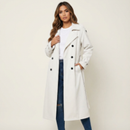 Long Classic Trench Coat with Button Placket