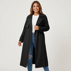 Long Classic Trench Coat with Button Placket