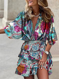 V-Neck Ruffle Summer Dress - Short Sleeve Casual Midi | Meave & Ivy