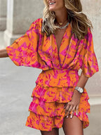 V-Neck Ruffle Summer Dress - Short Sleeve Casual Midi | Meave & Ivy