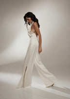 Women's Halter-Neck Cut-Out Wide-Leg Jumpsuit