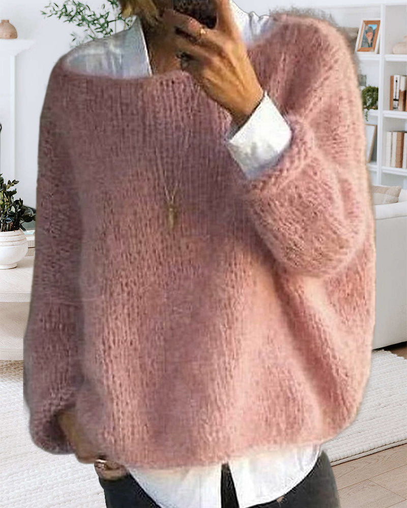 Off Shoulder Fluffy Jumper – Soft Cosy Knit in 3 Colours