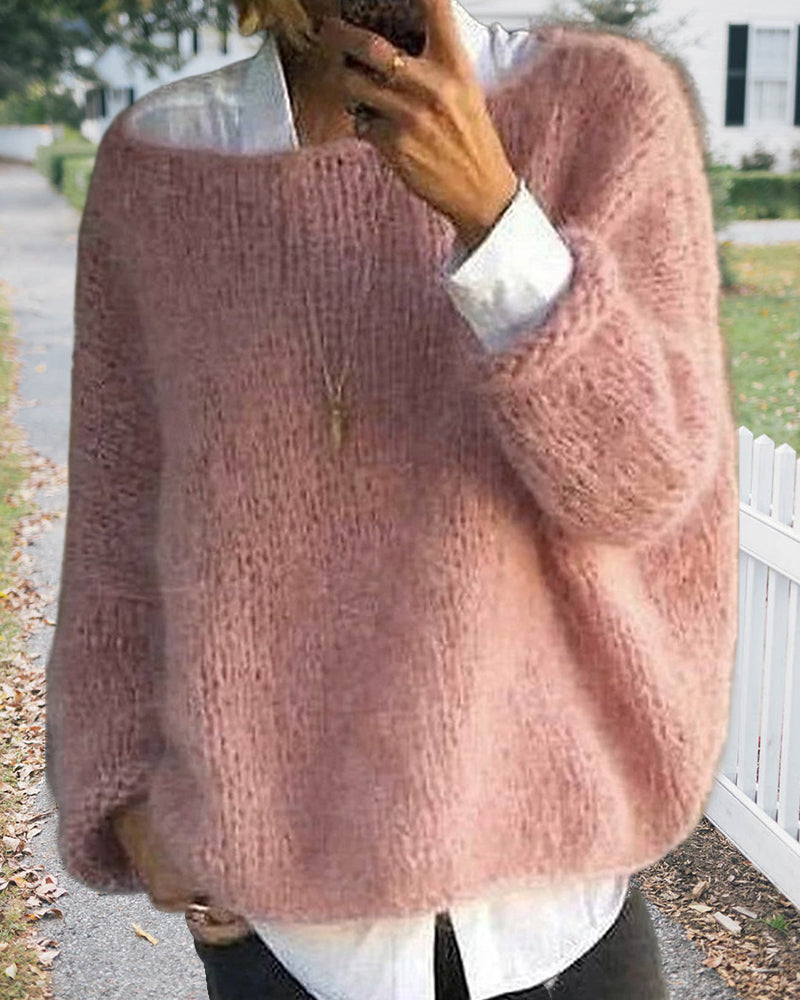 Off Shoulder Fluffy Jumper – Soft Cosy Knit in 3 Colours