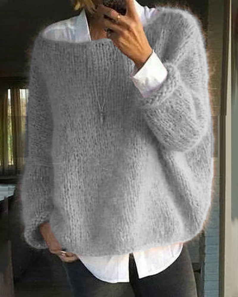 Off Shoulder Fluffy Jumper – Soft Cosy Knit in 3 Colours