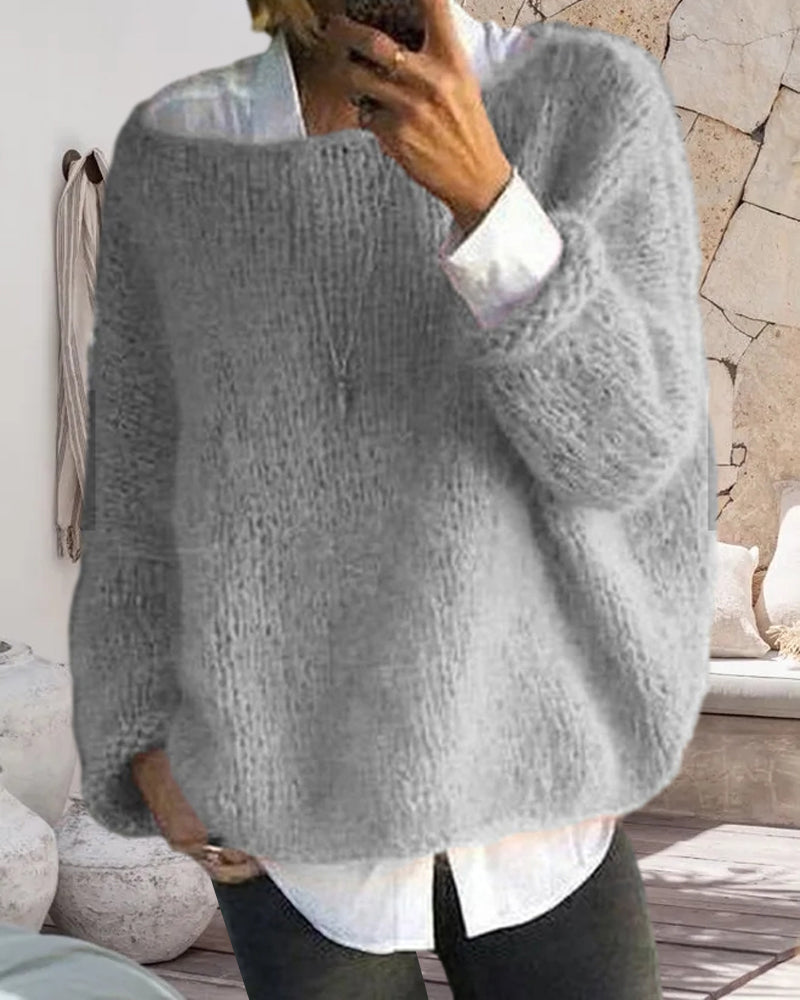 Off Shoulder Fluffy Jumper – Soft Cosy Knit in 3 Colours