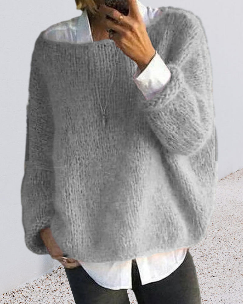 Off Shoulder Fluffy Jumper – Soft Cosy Knit in 3 Colours