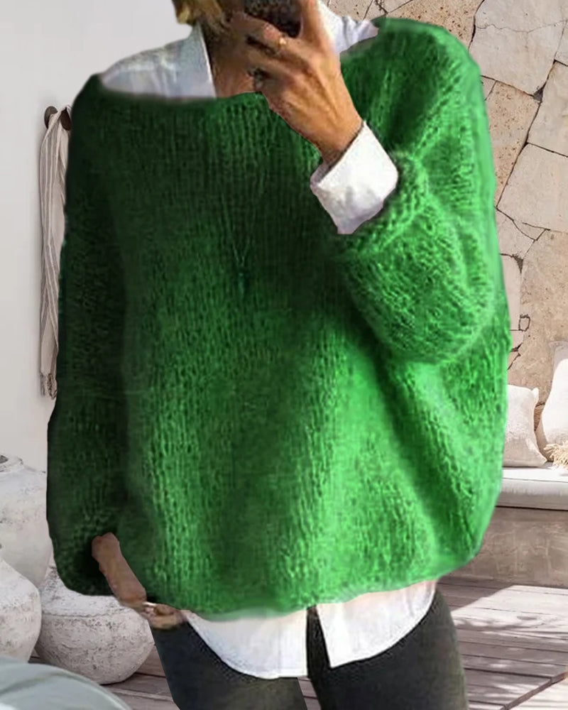 Off Shoulder Fluffy Jumper – Soft Cosy Knit in 3 Colours