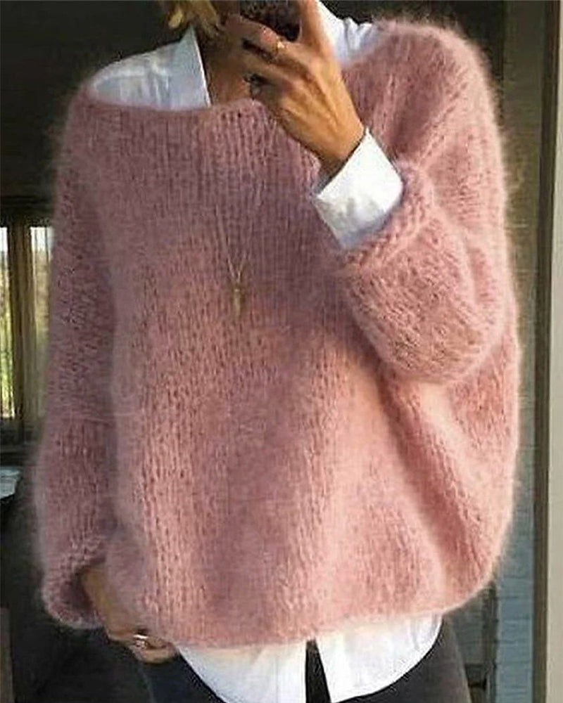 Off Shoulder Fluffy Jumper – Soft Cosy Knit in 3 Colours