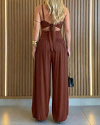 Cut-Out Waist Cami Backless Ruched High Waist Summer Jumpsuit | Meave & Ivy