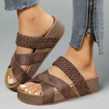 Woven Crossover Strap Wedge Sandals