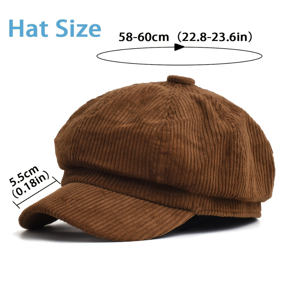 Corduroy Newsboy Cap – Women's Baker Boy Hat