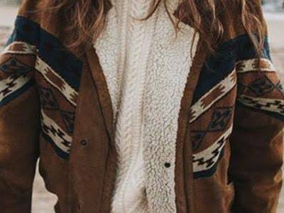 Women's Sherpa-Lined Boho Winter Jacket – Warm Printed Relaxed Layer