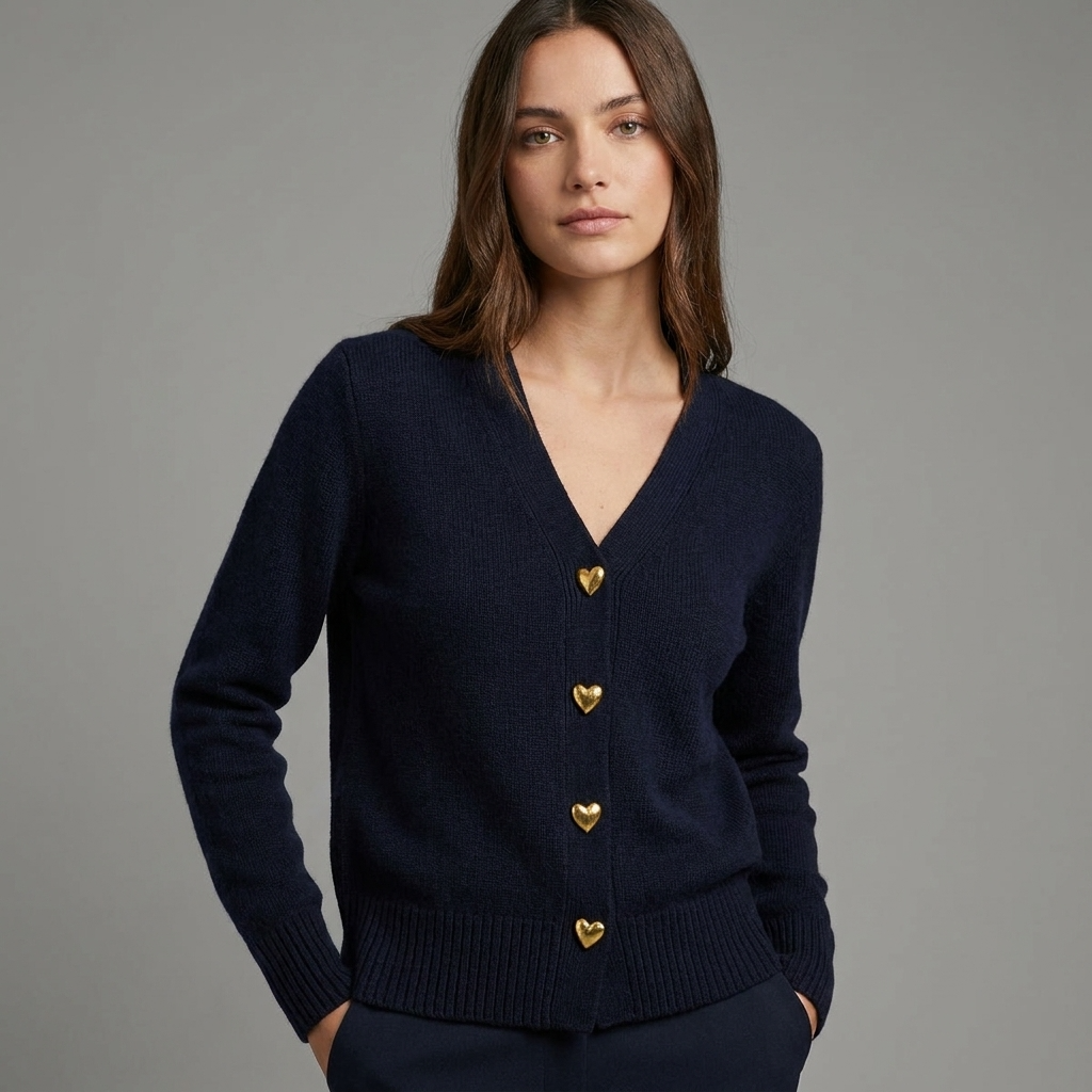Longline Button-Up Cardigan with V-Neck – Casual Autumn Knit