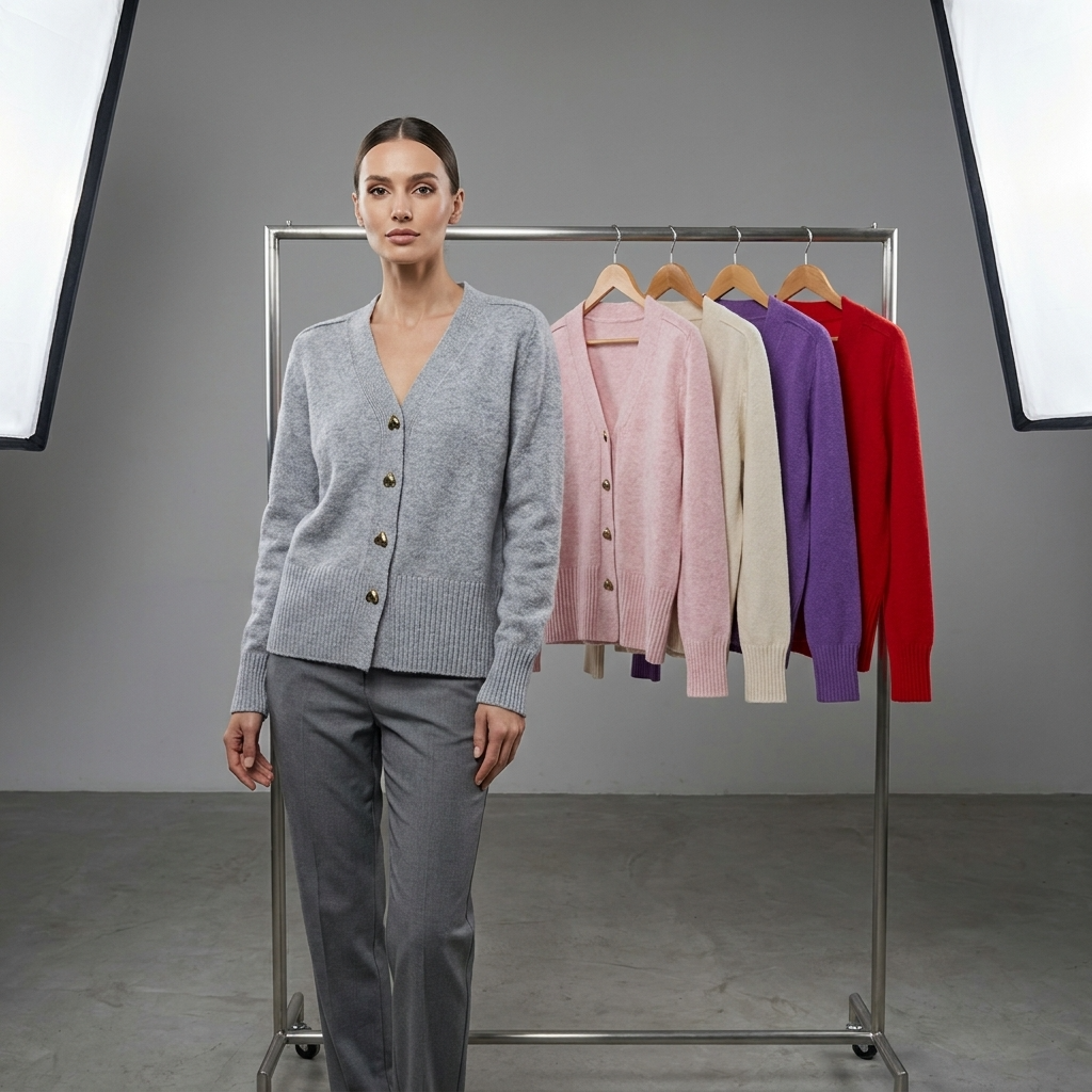 Longline Button-Up Cardigan with V-Neck – Casual Autumn Knit