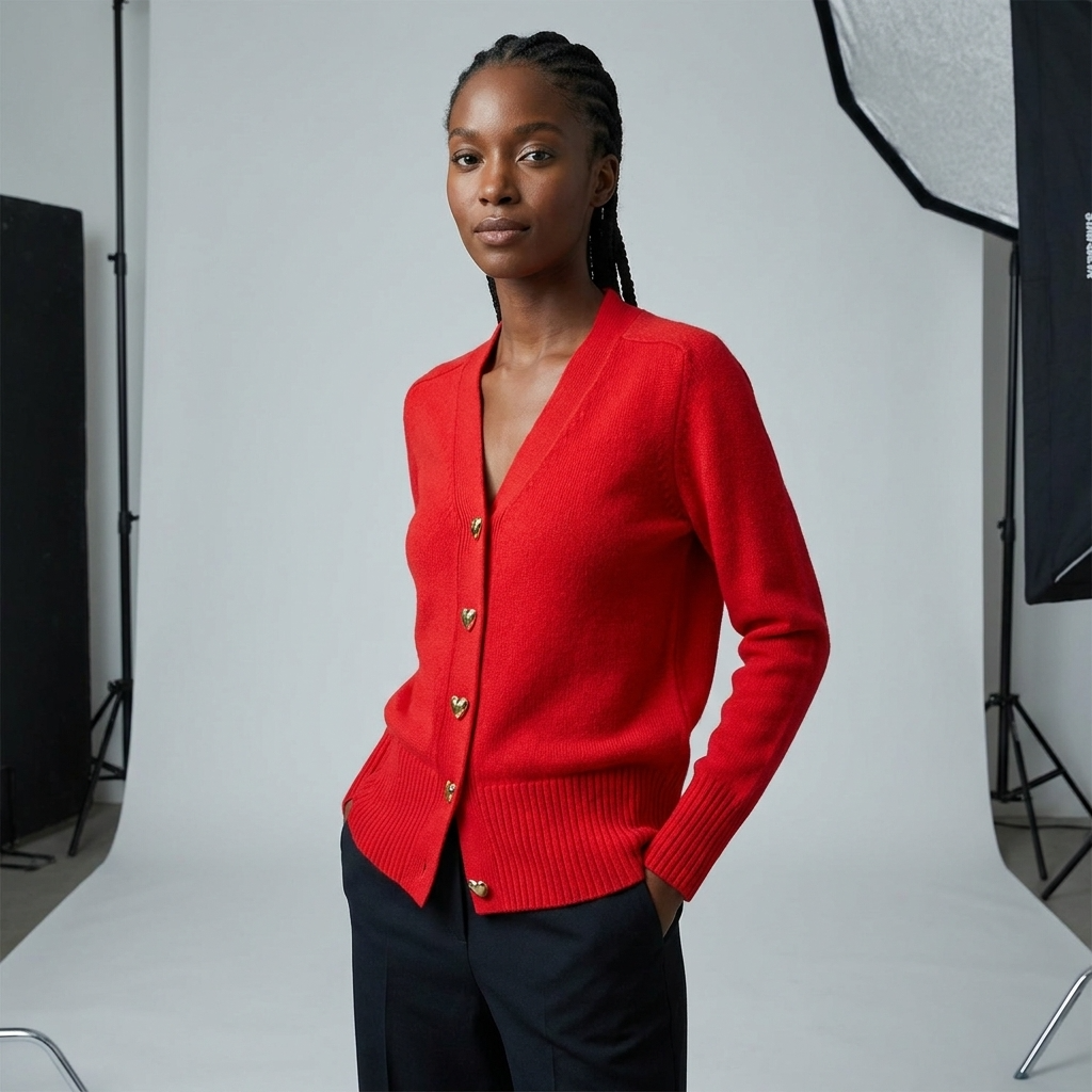 Longline Button-Up Cardigan with V-Neck – Casual Autumn Knit